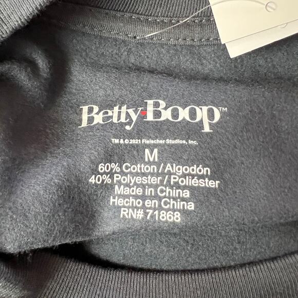 Betty Boop Women's Charcoal Gray Graphic Long Sleeve Sweatshirt - Medium - NWT - Picture 2 of 8